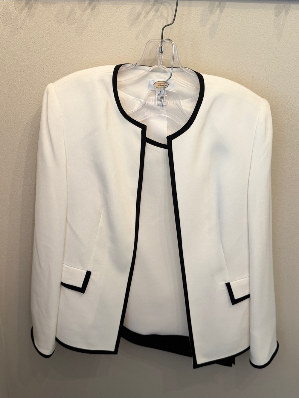 Talbots White Blazer with Black Trim